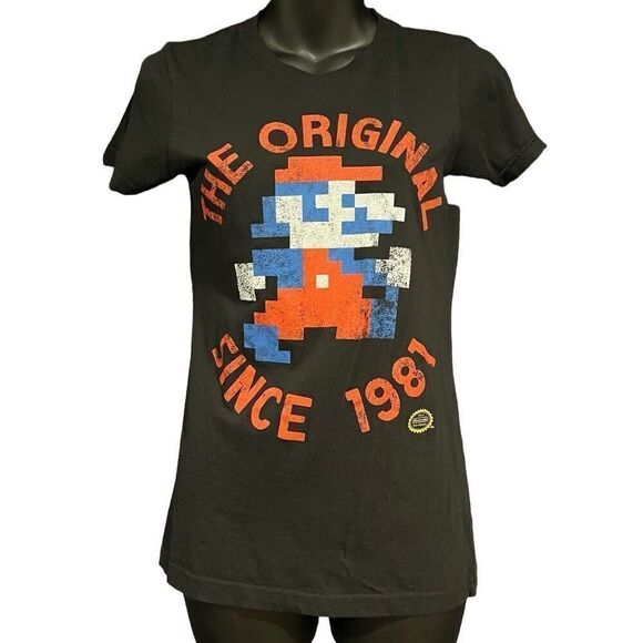 The Original Mario Bros. Brothers Black T-Shirt Women’s Small - Picture 1 of 3